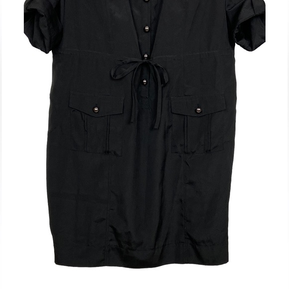 ECI New York Black Dress Size 12 Roll-Tab Sleeves - Picture 5 of 7